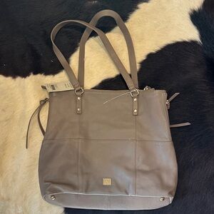 KOOBA Elegant Taupe Leather Tote Bag